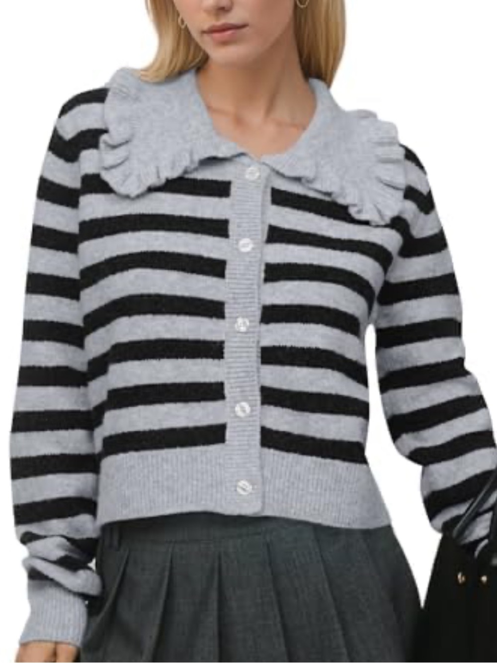 Maeve Anthropologie NEW The Ainsley Ruffle-Collar Cardigan Sweater size S NWT